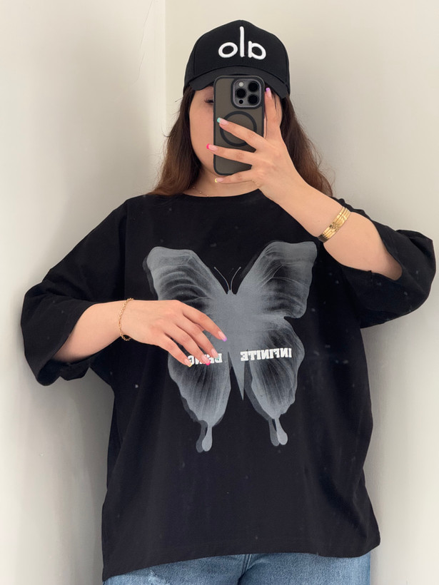 تیشرت باکسی زنانه مدل پروانه🦋